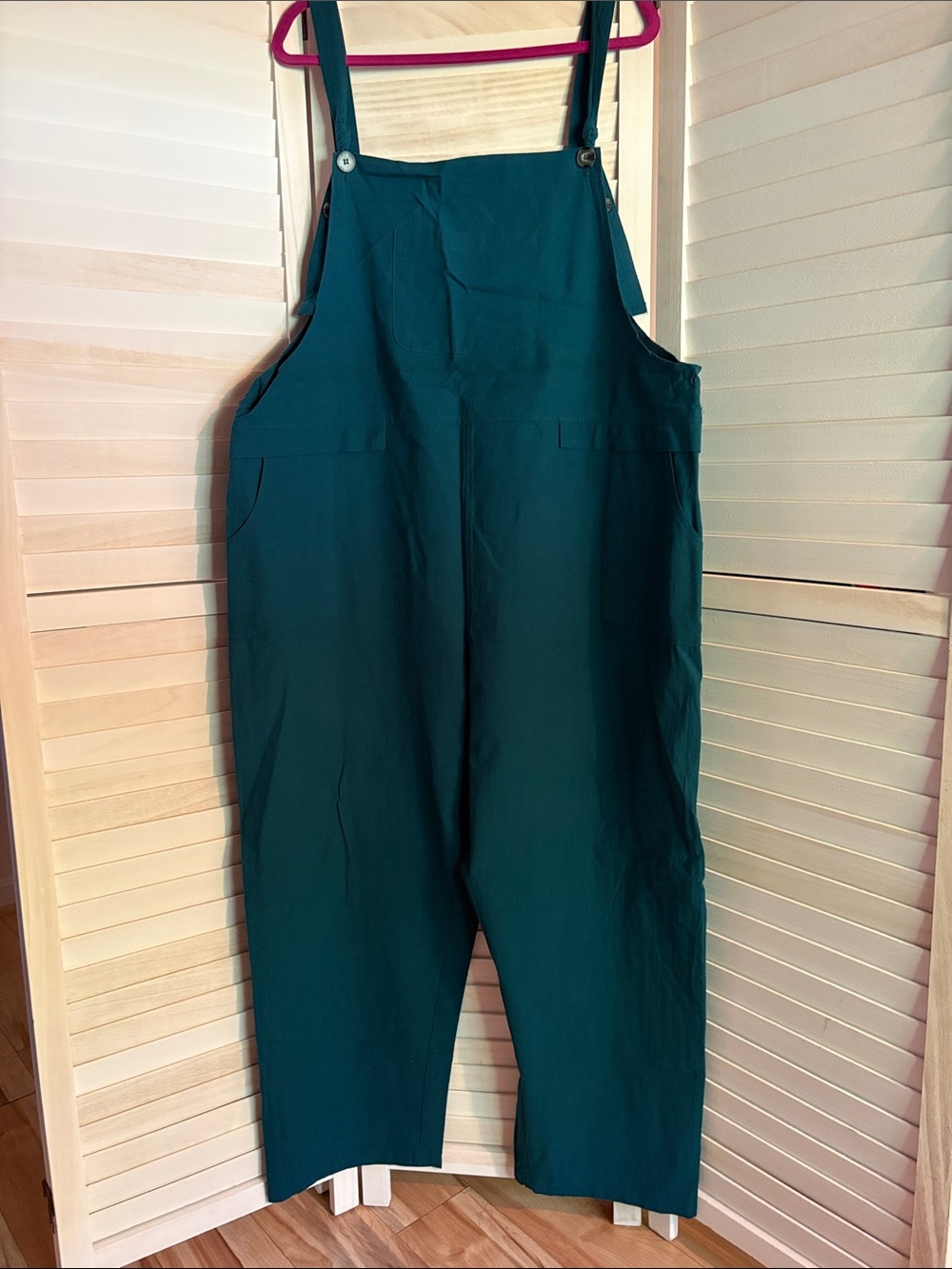 Women's Teal Cotton-Blend Overalls Jumpsuit